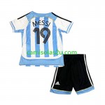 Camisolas de futebol Argentina Lionel Messi 19 2006 Retro Criança Equipamento Principal Manga Curta